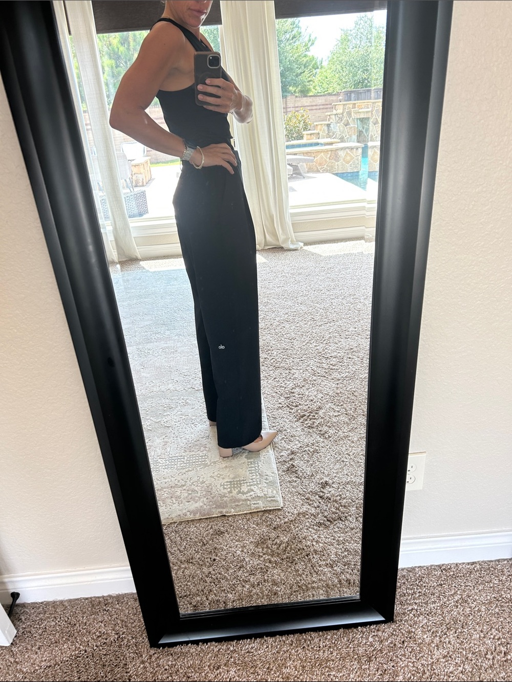 ALO Yoga Black High-Waist Wide-Leg Pants - Picture 4 of 7